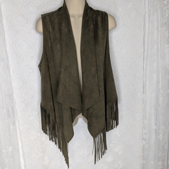 Mittoshop Faux Suede Fringed Festival Vest Sz S - Picture 5 of 7